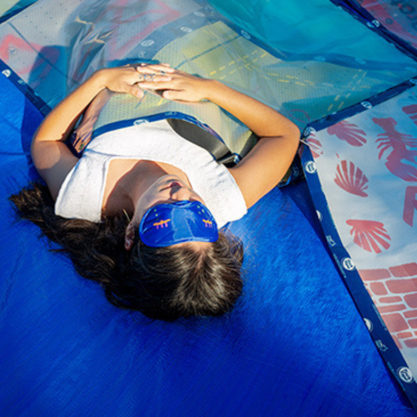 Girl sleeping with face mask on