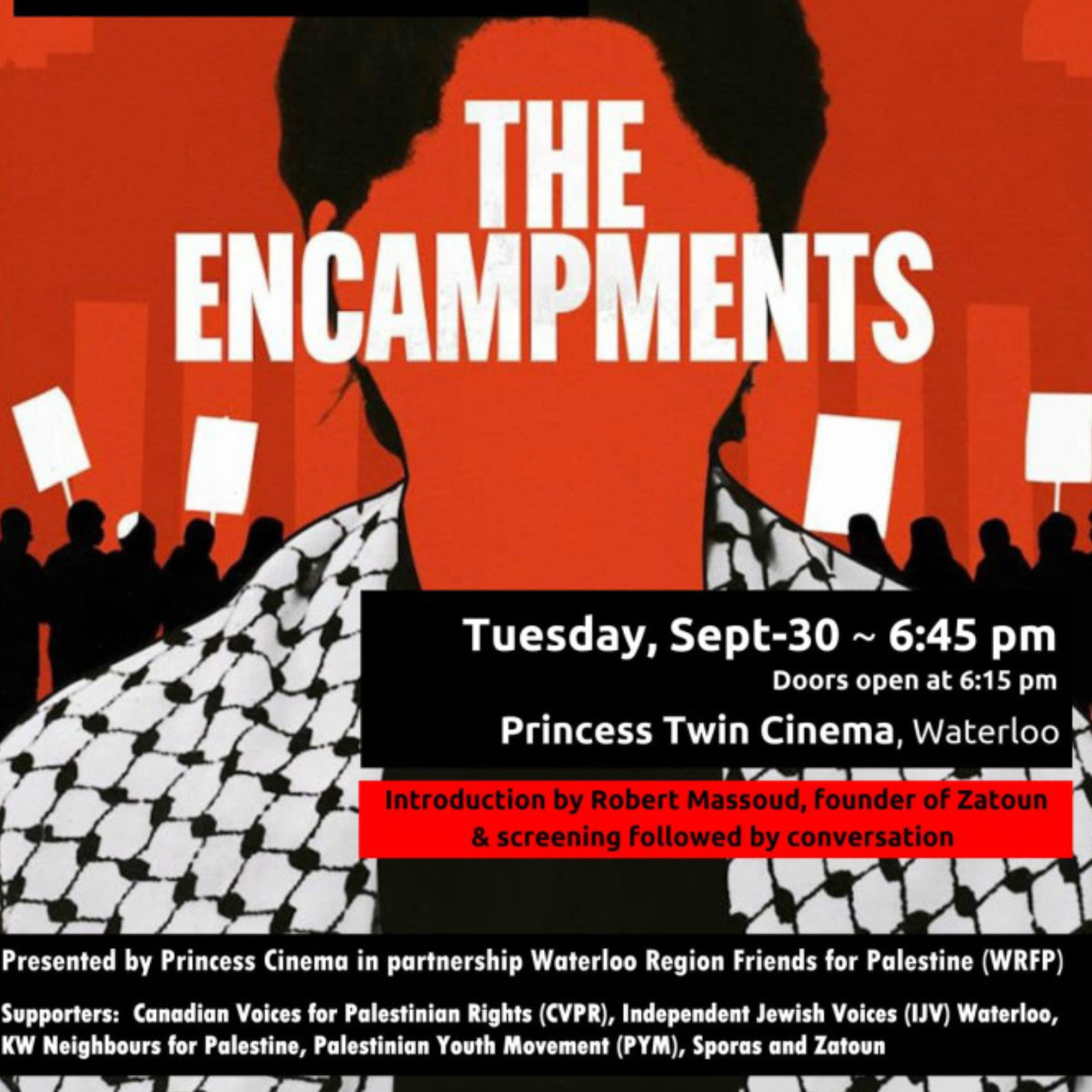 Person standing in front of protestors