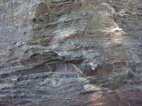 A close-up view of the banded iron formation.