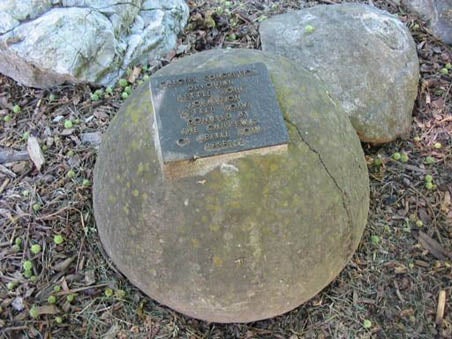 Concretions with a bronze plaque in the Rock Garden.
