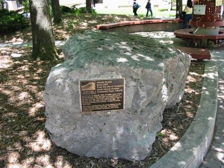 Frank Slide boulder in the Rock Garden.
