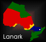 A map showing where Lanark is in Ontario.