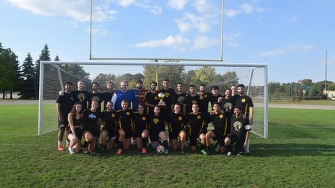 Group of student soccer players