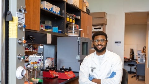 Henry Abanum in a lab