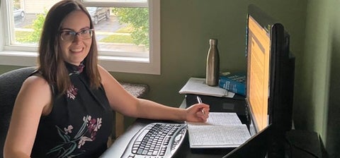 Caitlin Carter in her work from home office