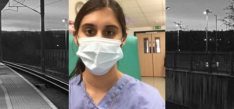 Fatimah wearing a mask in the hospital