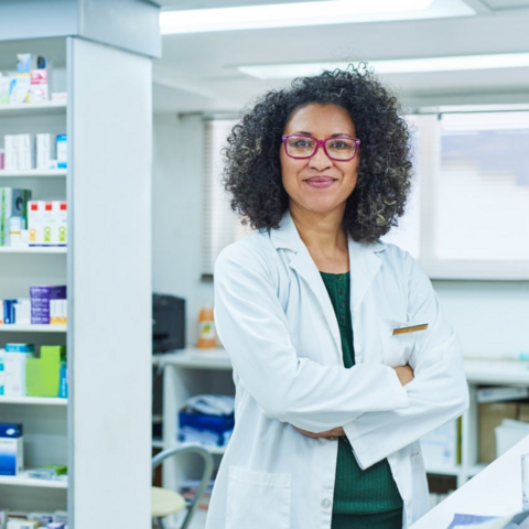 Pharmacist posing for photo