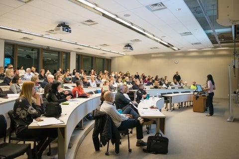 Noreen Jamal addressing public lecture audience