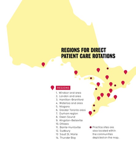 map of southern ontario  regions for patient care rotations