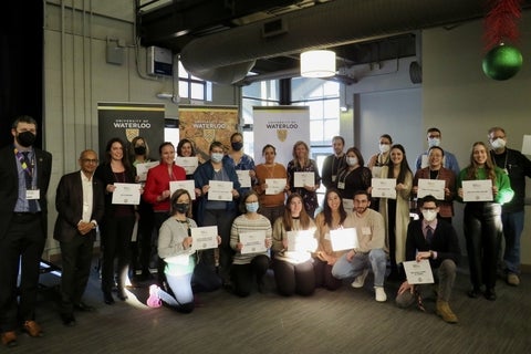 Group of students at the University of Waterloo Sustainability Office awards ceremony