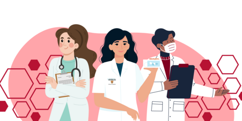 IPE banner with a pharmacist, doctor and nurse