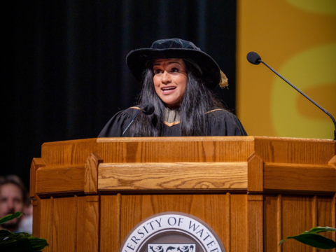 Danielle Paes giving convocation speech