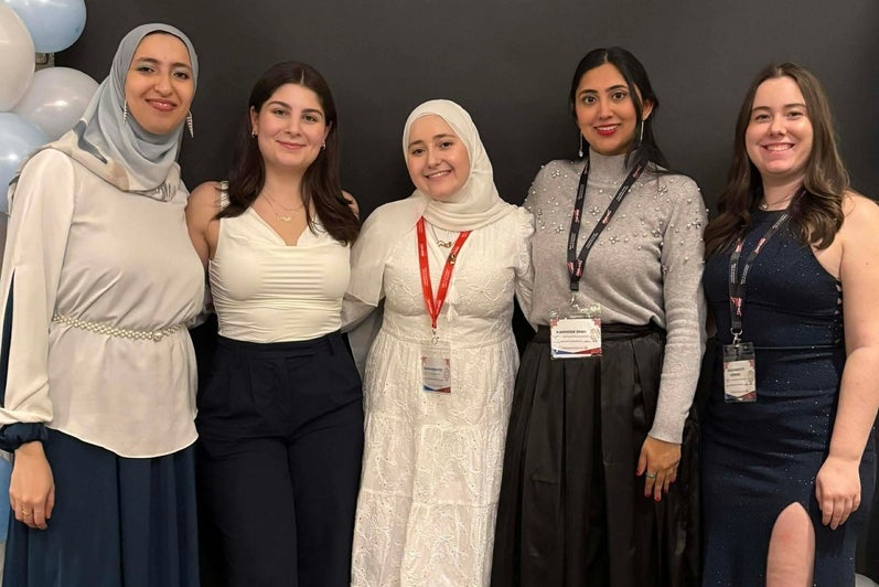 A group of students smiling 