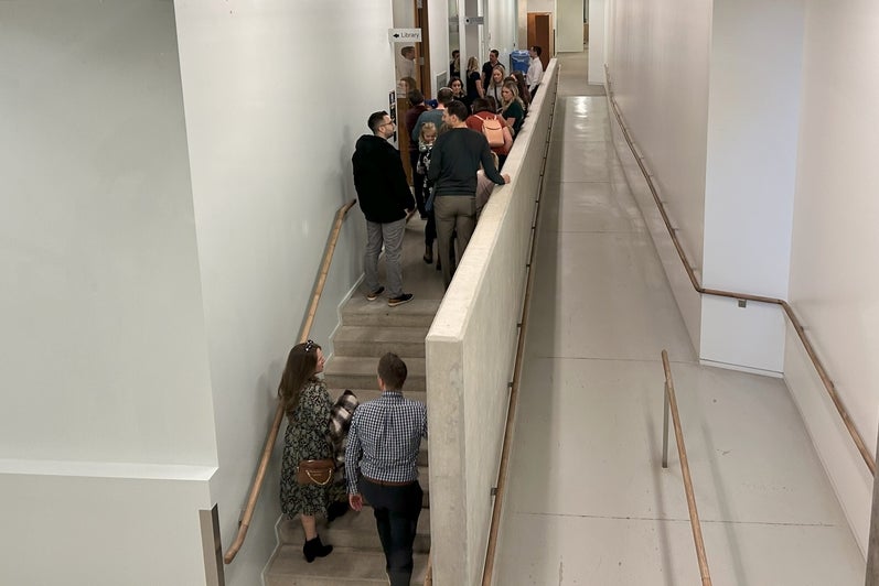 People climbing stairs