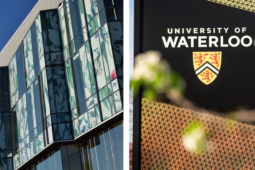 University of Waterloo School of pharmacy building and University of Waterloo sign