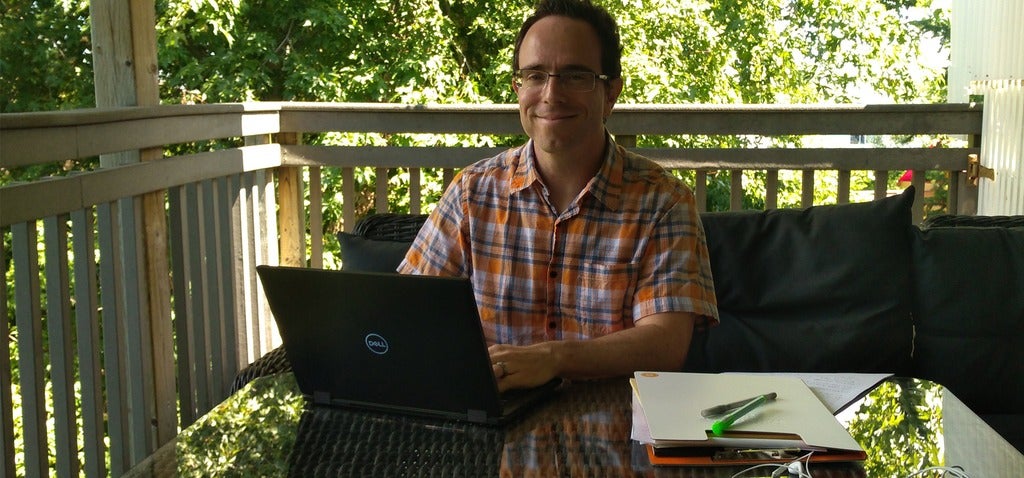 JM working from home running online assessments