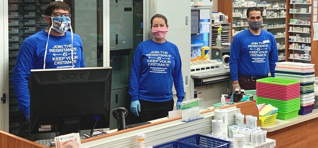 David, Ashley and Sid in the pharmacy