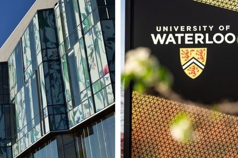University of Waterloo School of pharmacy building and University of Waterloo sign