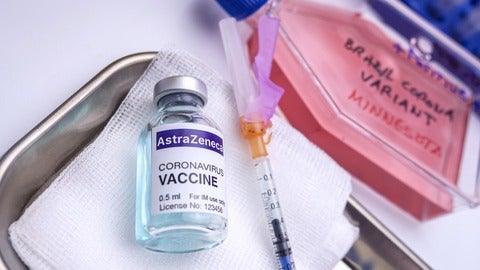 A vial of the AstraZeneca vaccine. 