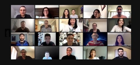 Smiling faces of participants in HackRx on a online call