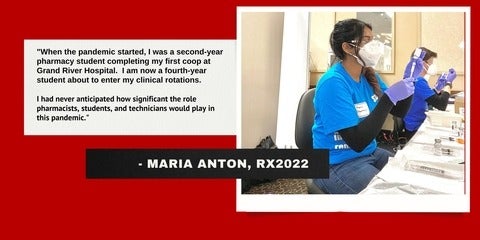 Maria Anton preparing a dose at a vaccination clinic