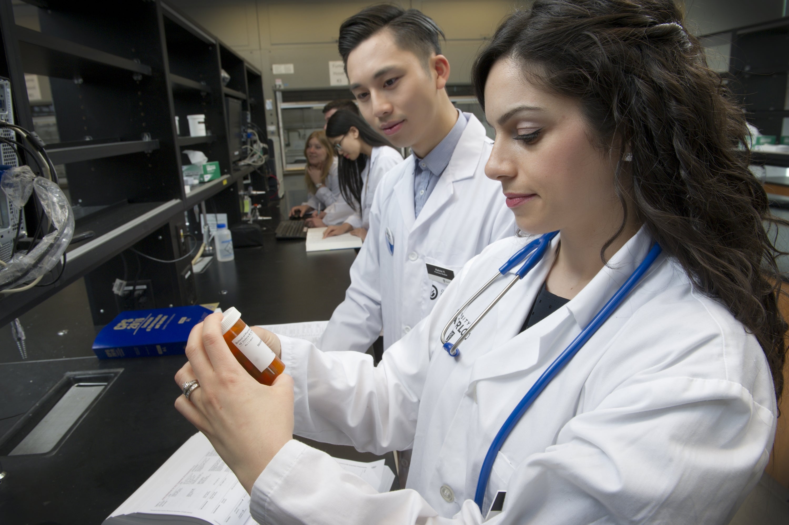 Two students working together in the lab