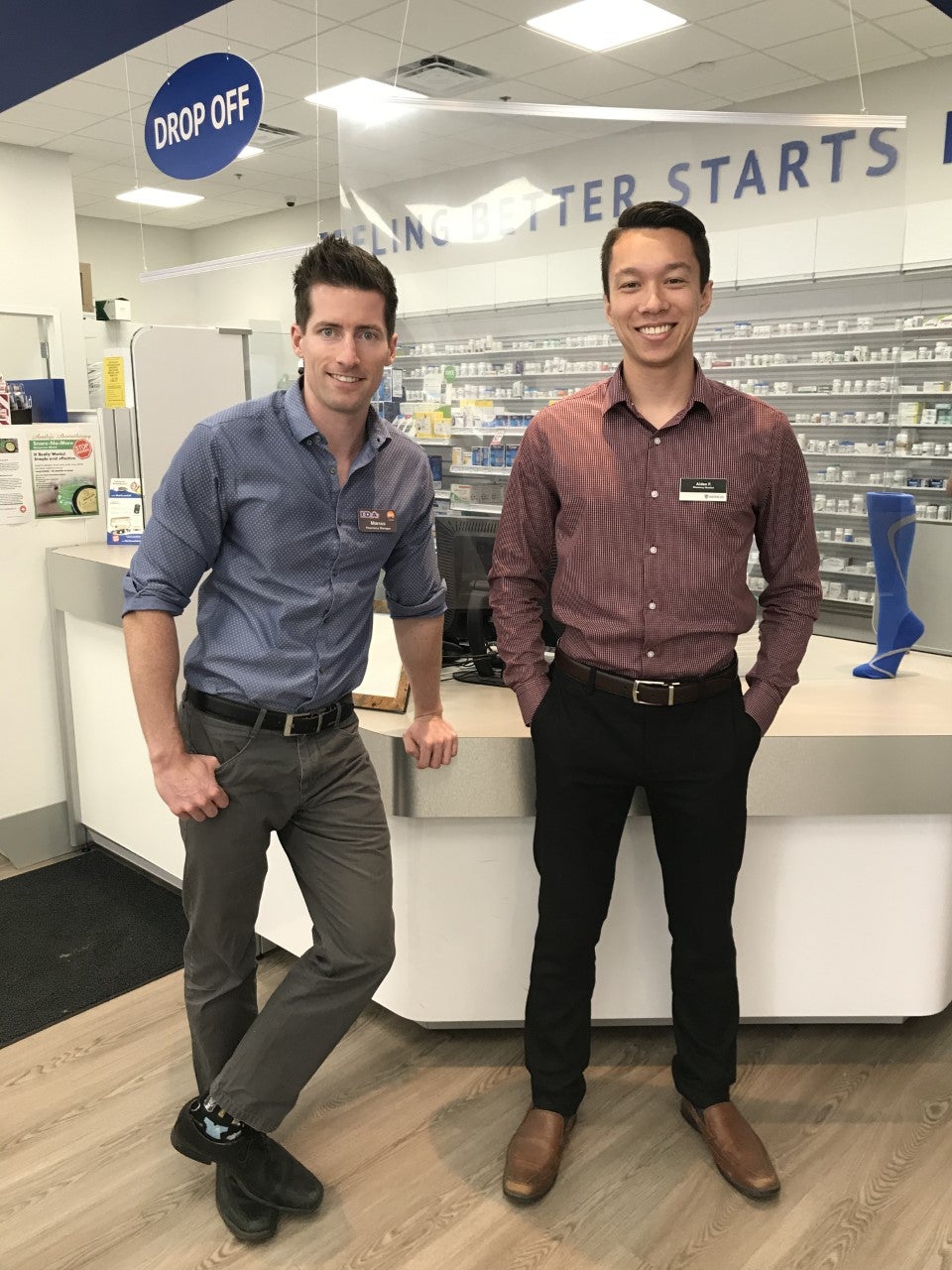 Marcus Walsh and Aiden Fung at IDA Pharmacy