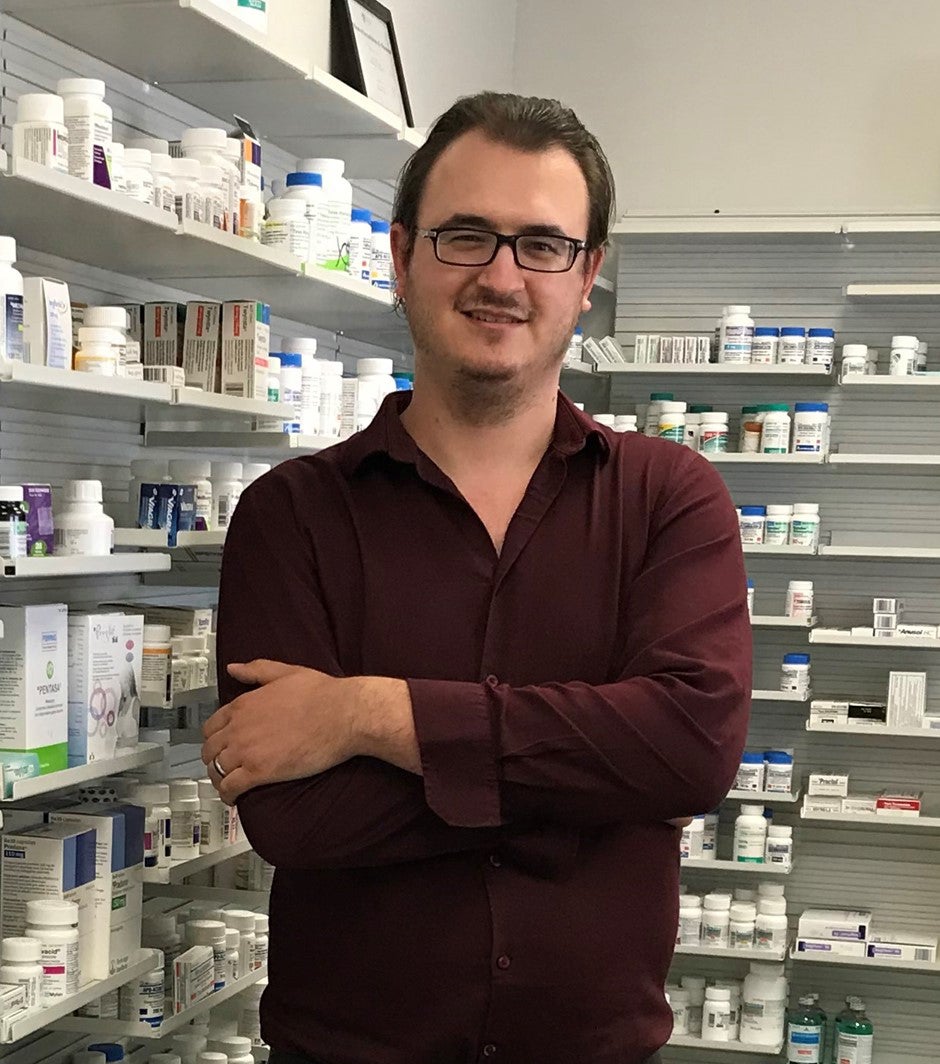 Brad Hallman in the pharmacy