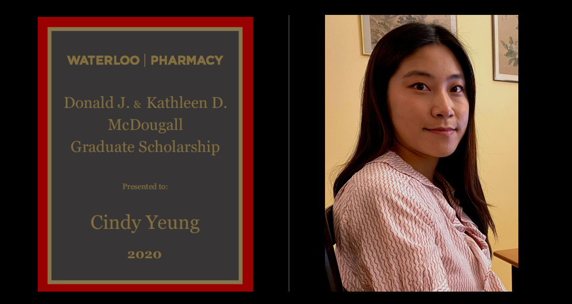 Cindy Yeung receiving the Donald J and Kathleen D. MCDougall Graduate Scholarship