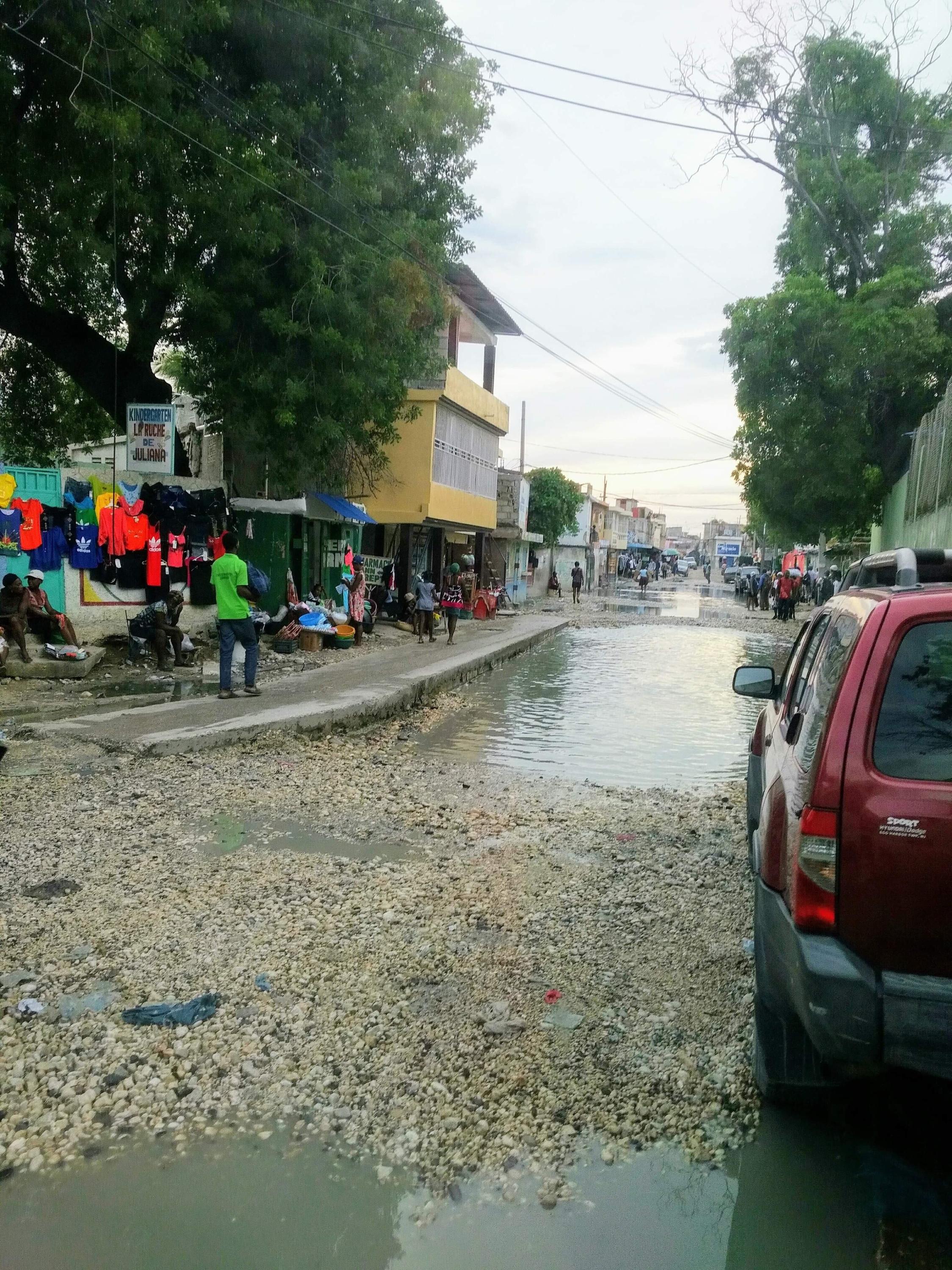 flooded roads in Haitian streets