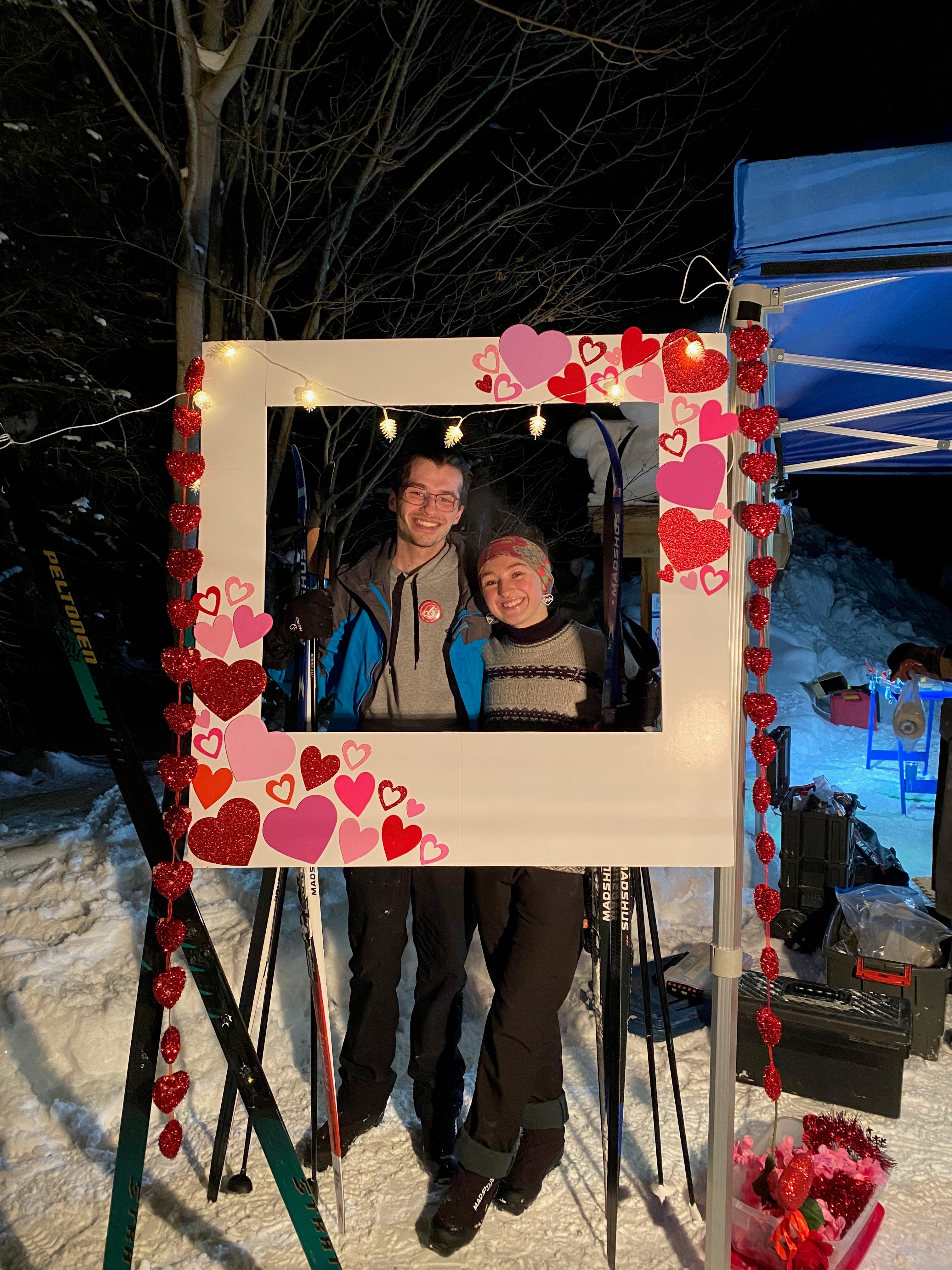 Matthew and Mackenzie cross country skiing in Hiawatha, Sault Ste. Marie.