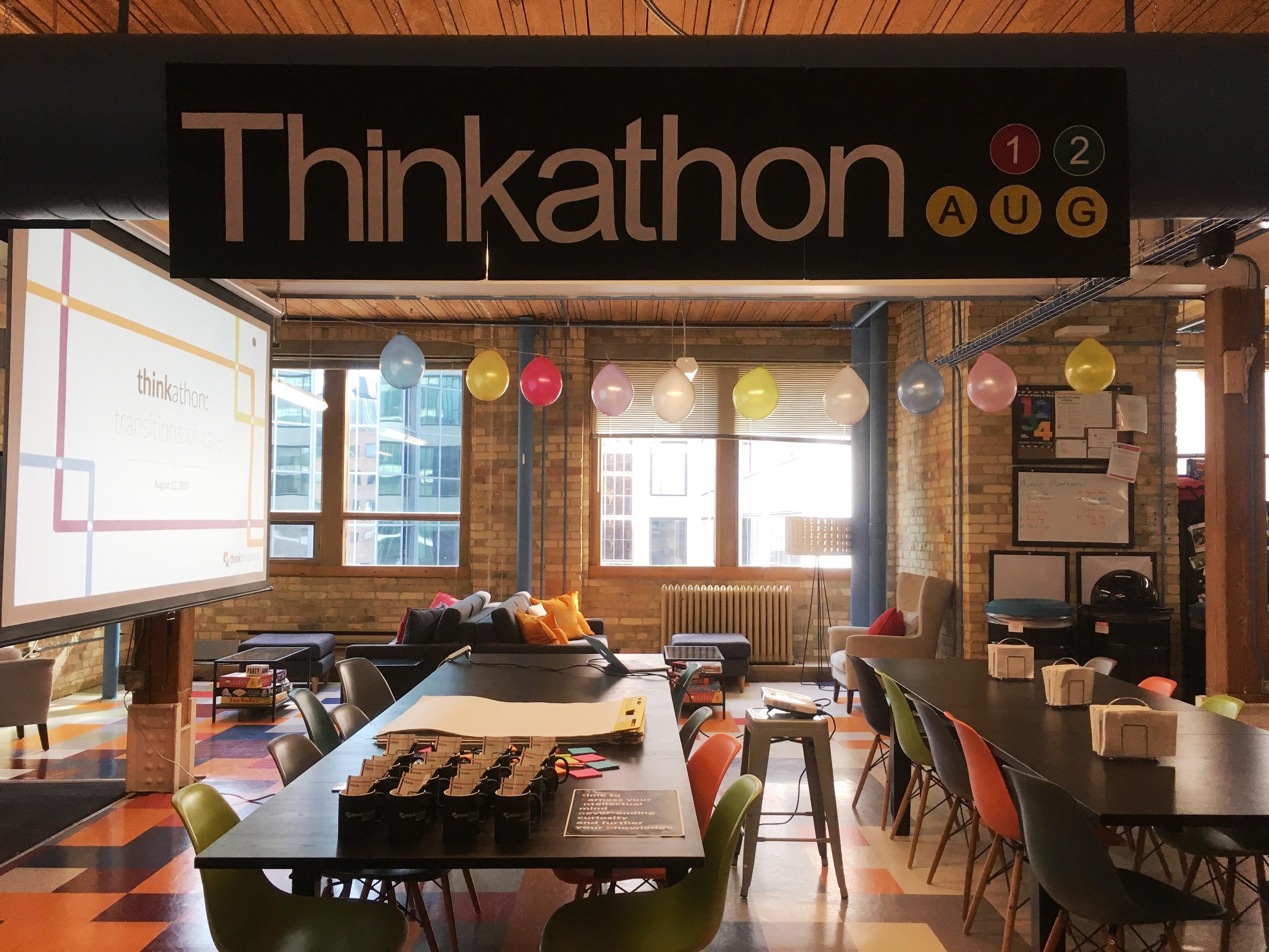 Think Research office set up for Thinkathon event