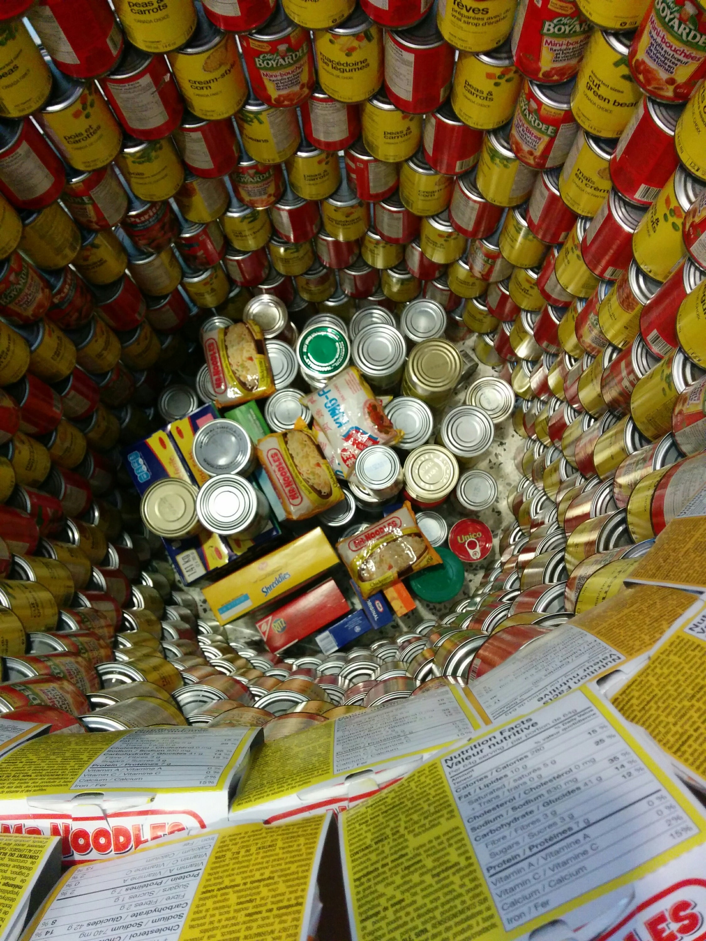 food cans stacked