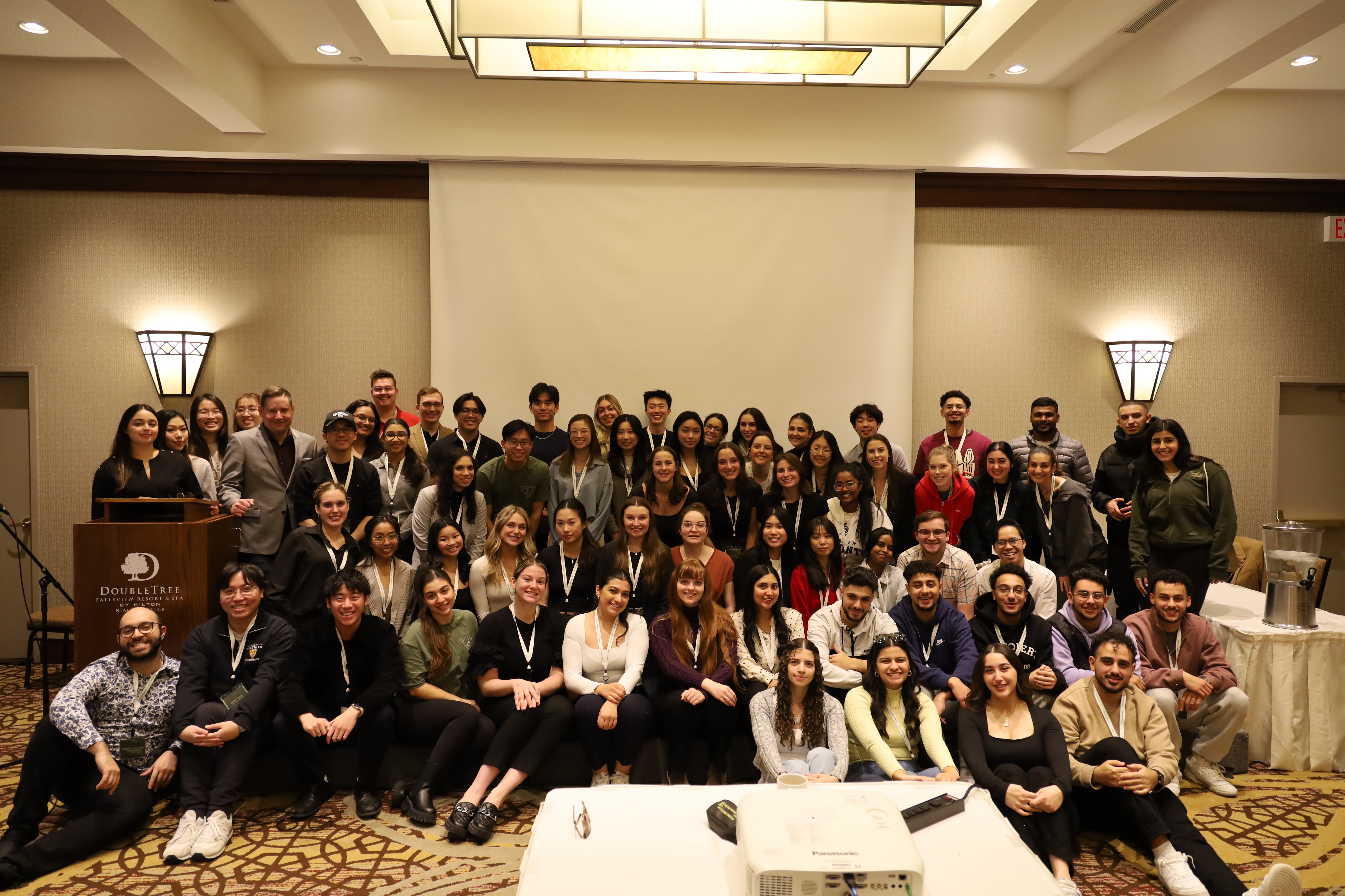 Large group of students smiling