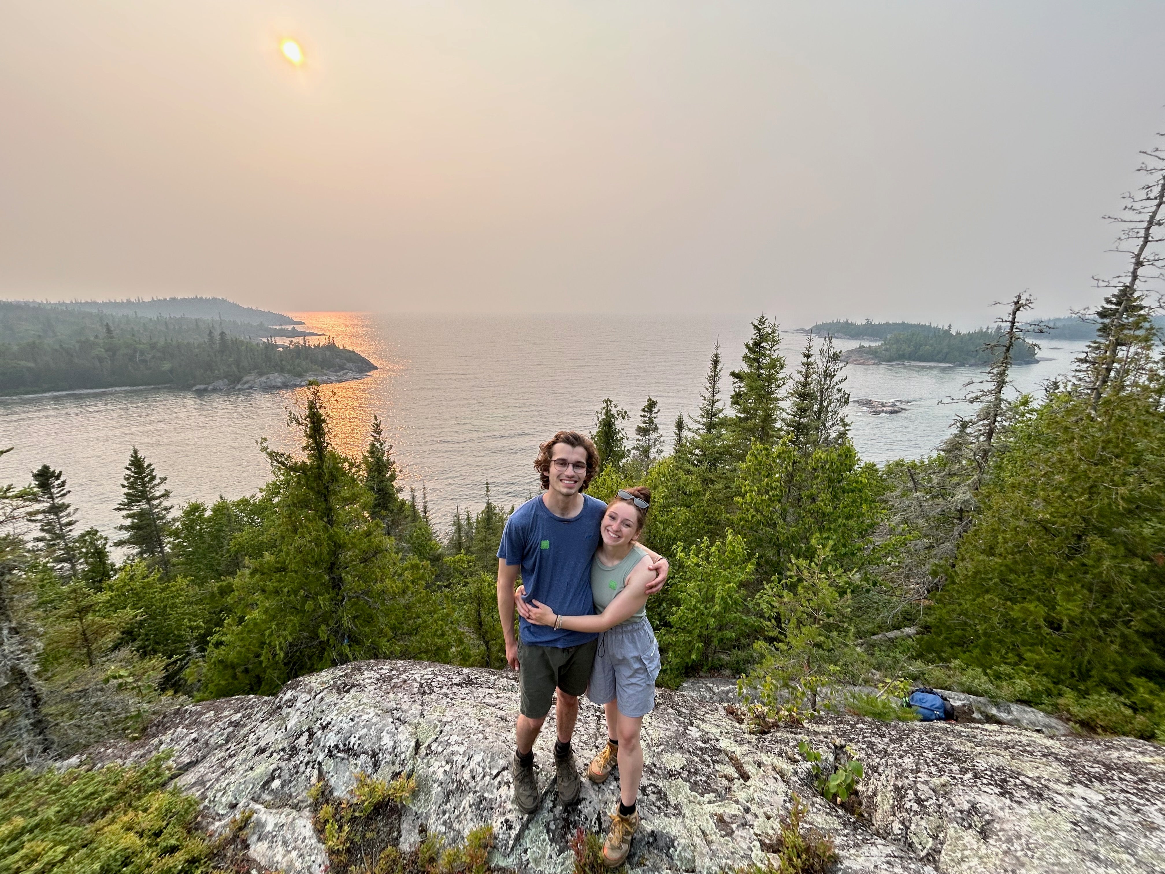 Matthew and Mackzenzie at Chalafont Cove viewpoint, Lake superior Provincial Park 
