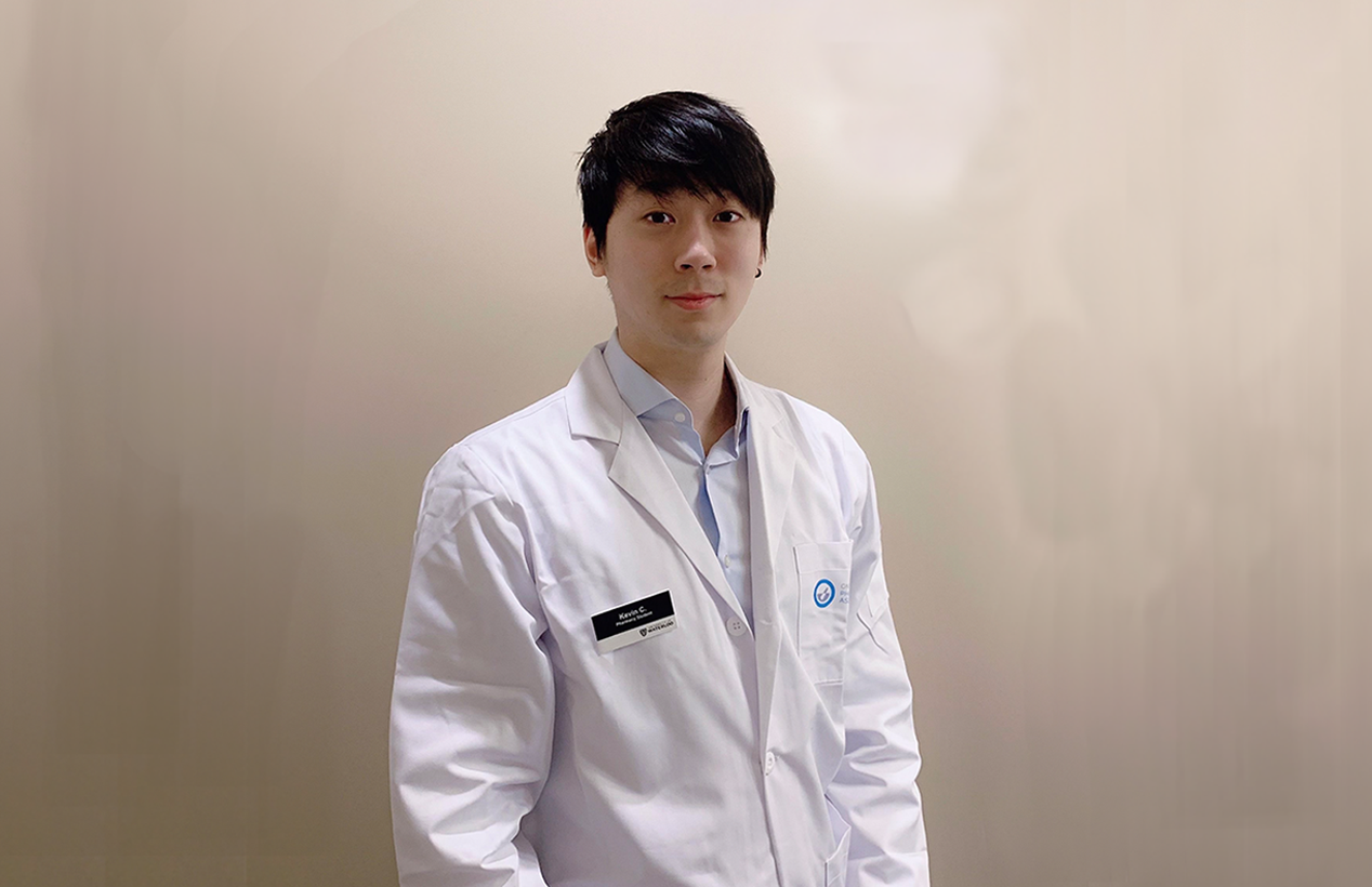 Kevin Choi in a lab coat