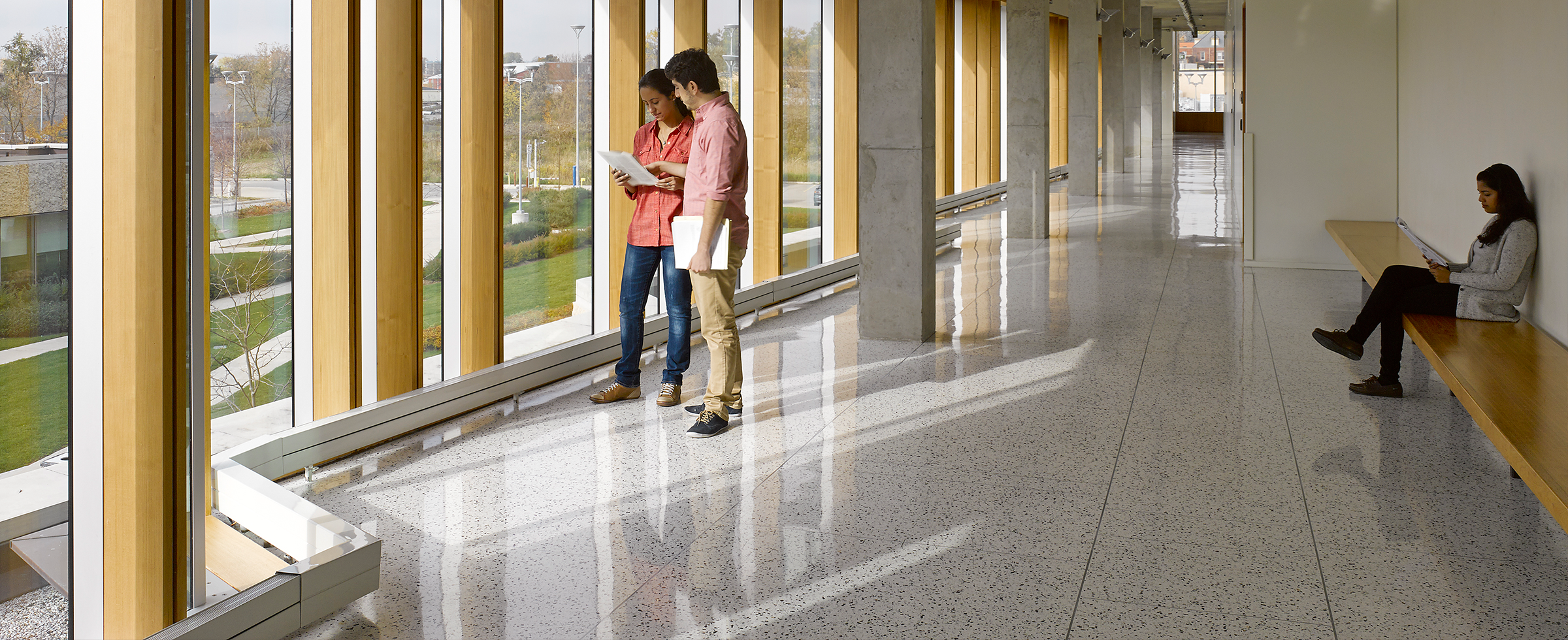 hallway in school where students are standing