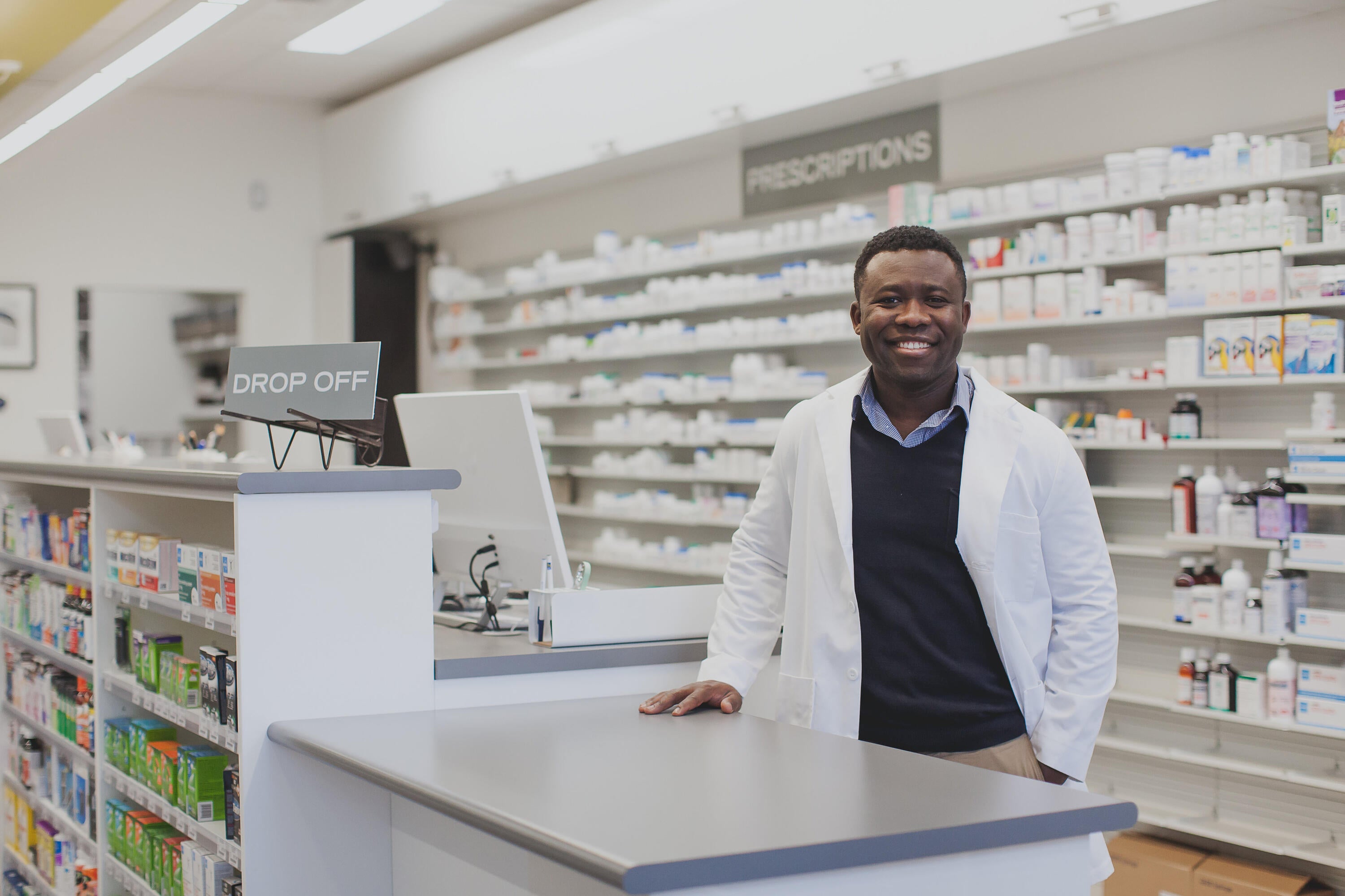 Michael Kani in the pharmacy