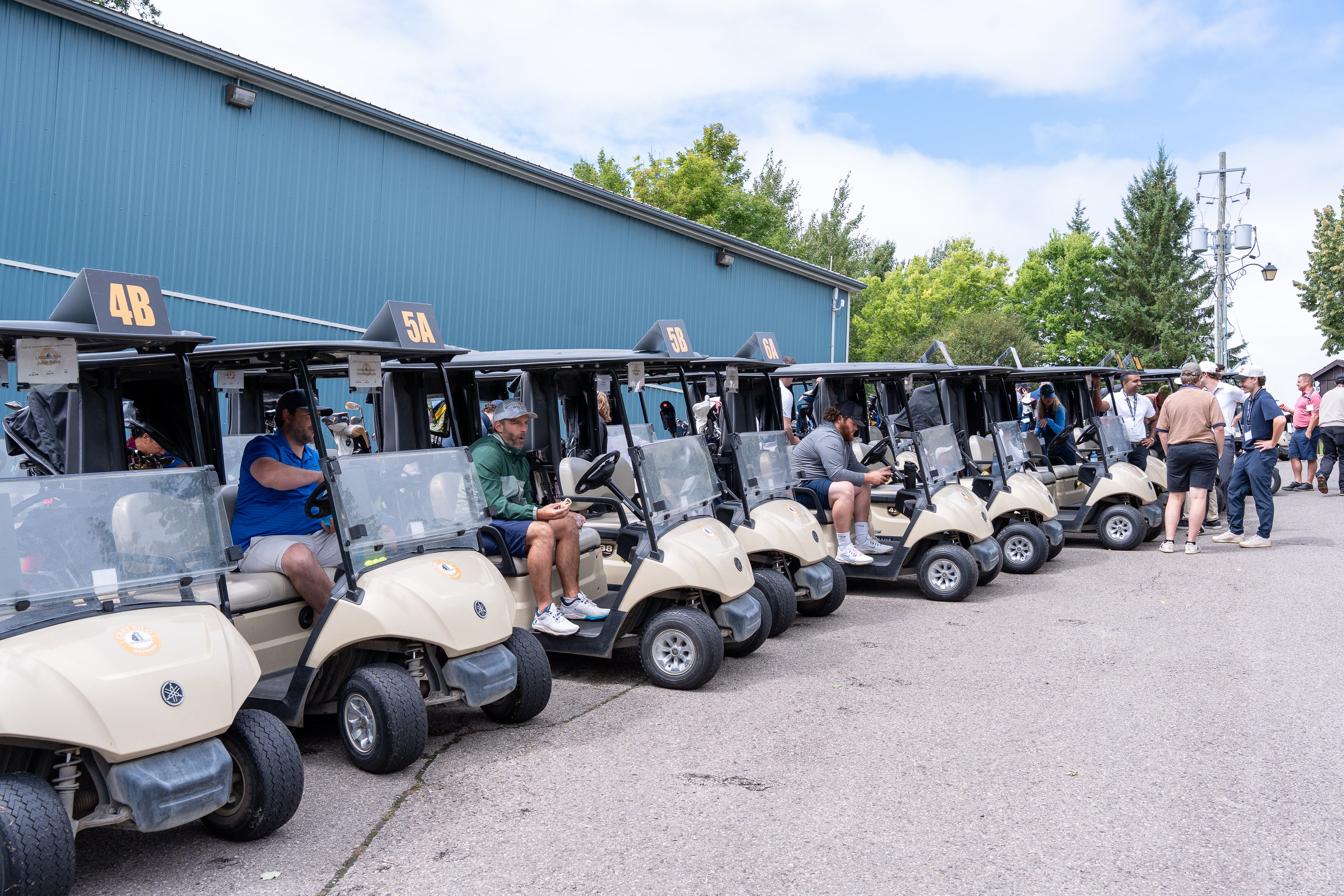 Golf carts lined up