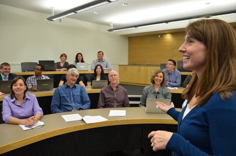 School of Accounting and Finance Faculty members in a lecture hall