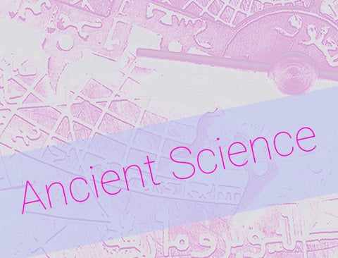 close up of scientific instrument and text " Ancient Science"