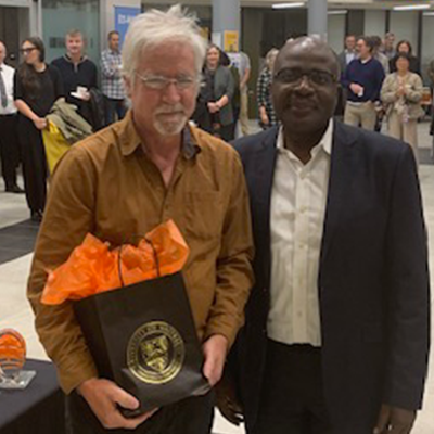 Gerry Callaghan with the Dean of Arts