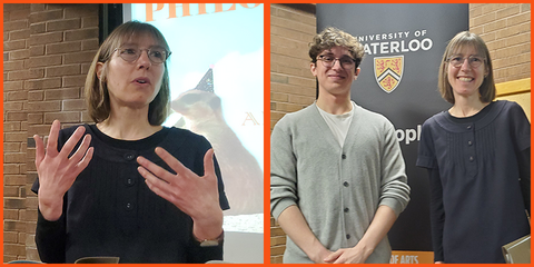 Katy Fulfer speaking, and Katy Fulfer and Alexander Swarney