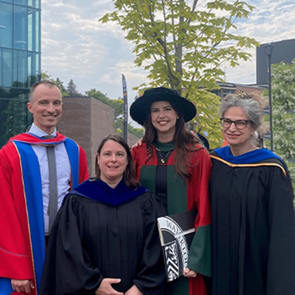 Matt Doucet, Doreen Fraser and Patricia Marino with PhD graduate Jessica Oddan