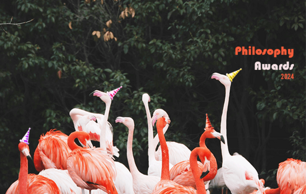 pink flamingos in party hats