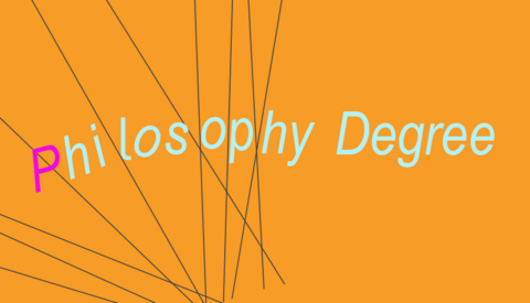 orange background and black lines with text "Philosophy Degree"