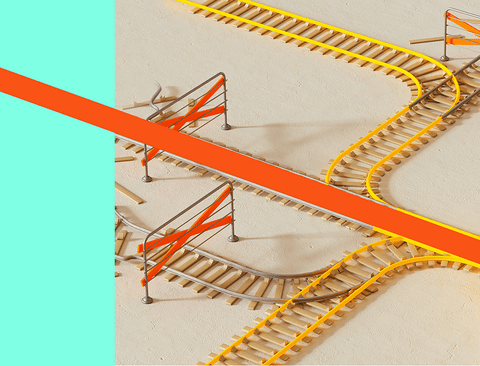 a train track splitting into with multiple directions