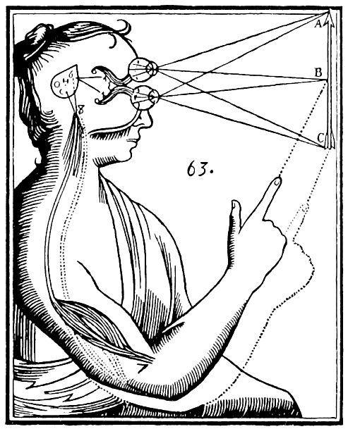 drawing of person with diagram of how the eyes see