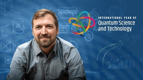 Roger Melko with the Quantum Science and Technology logo.