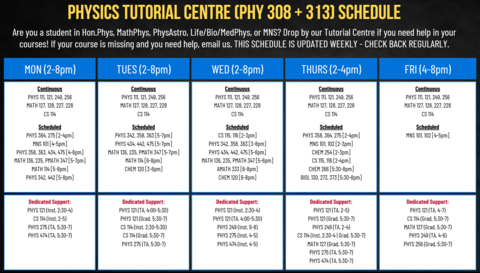 Tutorial Centre Schedule